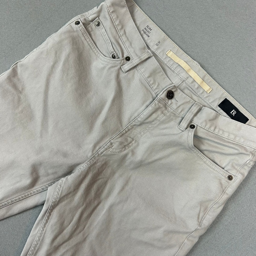 Banana Republic Slim Twill Traveler Pants Men 31x32 Light Grey S/744271-36